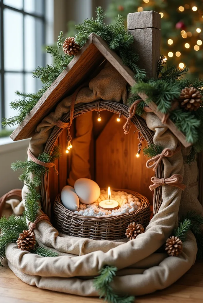 prepare an eco friendly christmas crib with less than 25 metres  . the crib should be creative and artistic one focusing on chri...