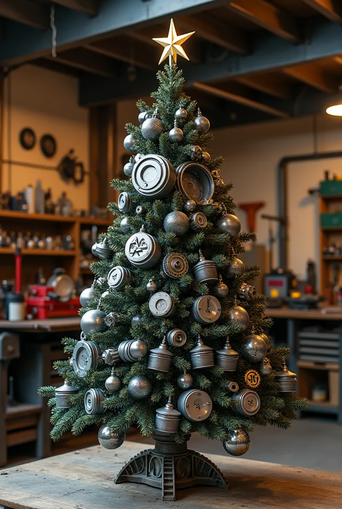 christmas tree with automotive spare parts science