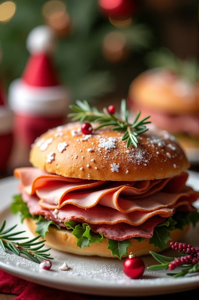 sandwich strips meat bun christmas motifs