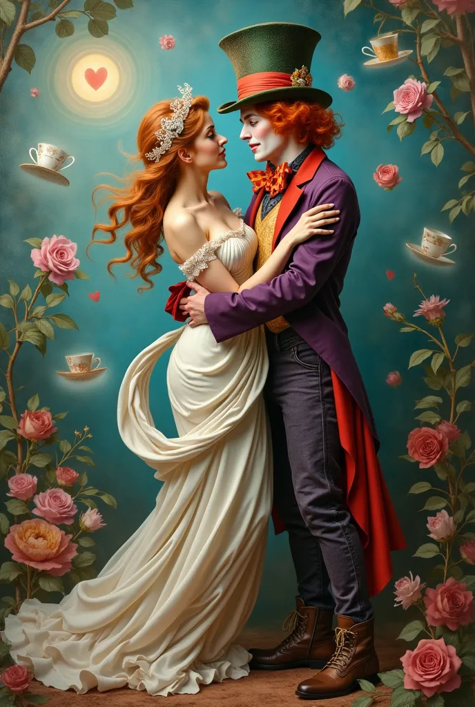 venus de boticelli and the mad hatter kissing