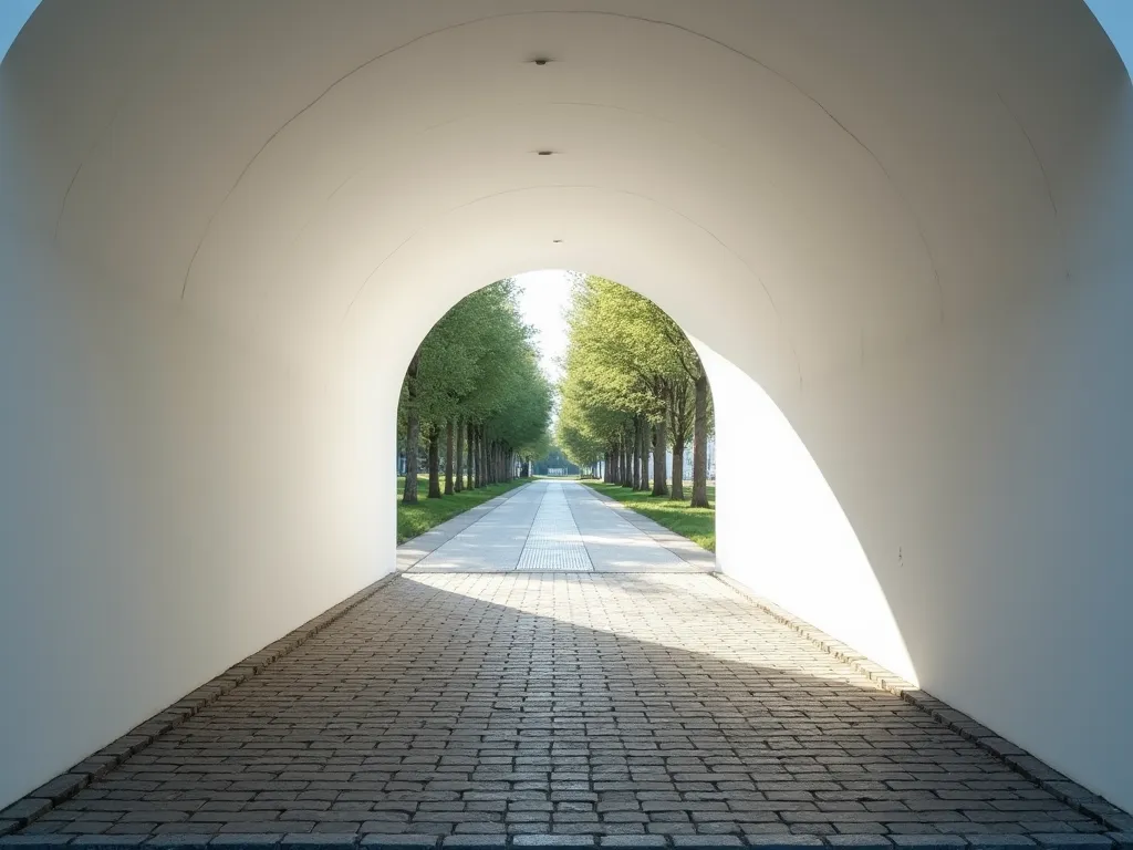 creates an image of a tunnel for people with good lighting and about 10 m long and 5 m high,  so that at the end of the tunnel a...