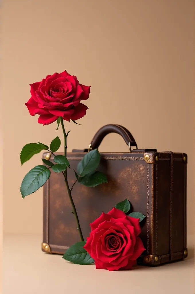 rose placed next to dollar suitcase