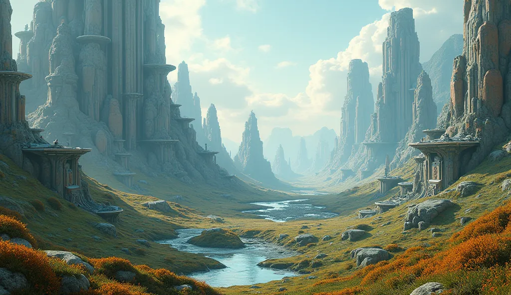 futuristic worlds mead-inspired  landscapes | midjourney