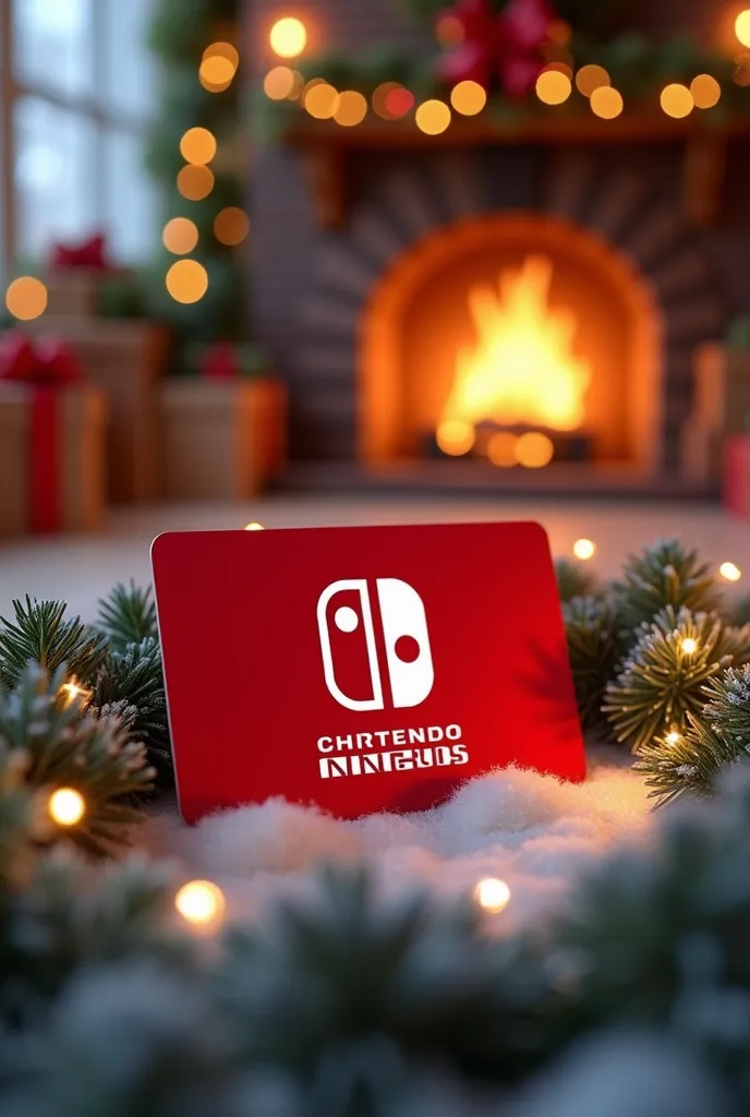 nintendo gift card in a christmas atmosphere, that transmits a lot of happiness