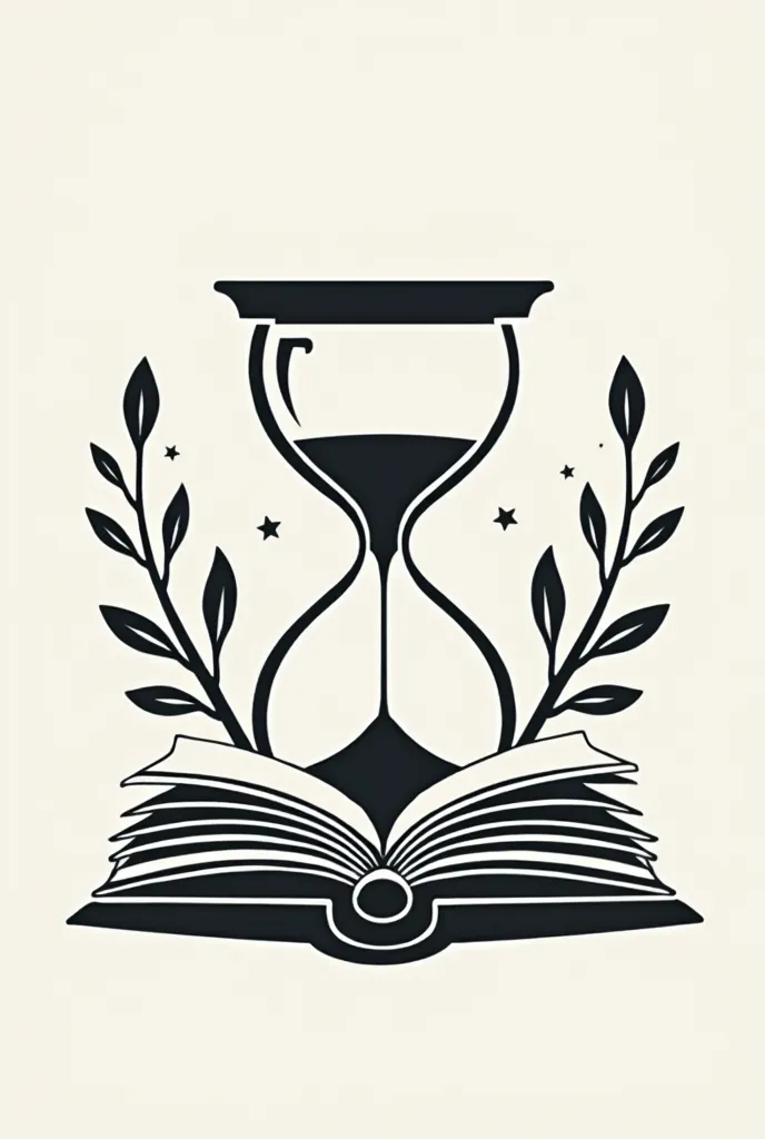 an icon with an hourglass and book motifs