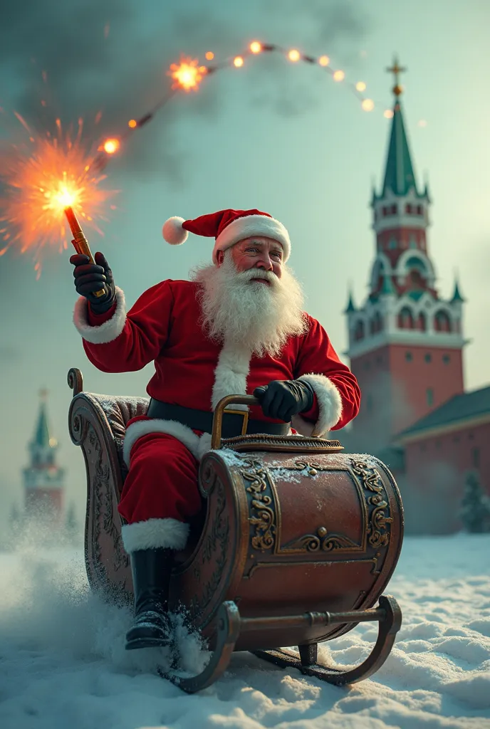 sleigh santa is throwing bombs in kreml