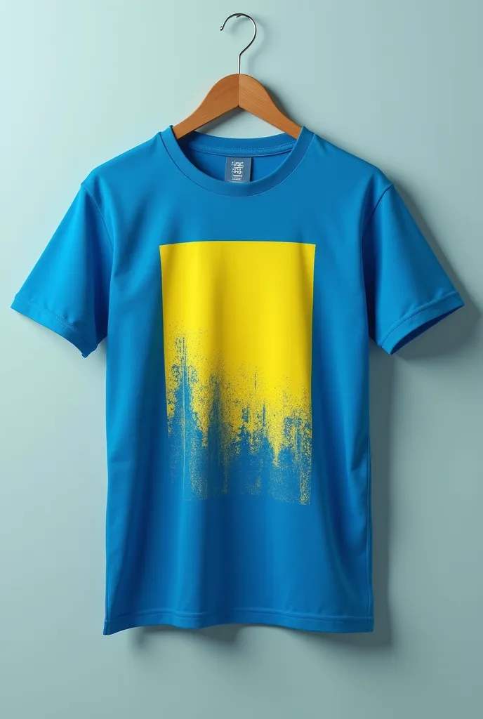 generate an image of a blue shirt with a roblox yellow