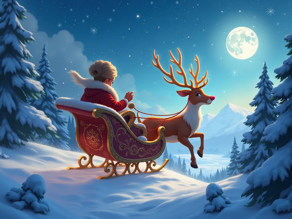 the magical journey of reni the reindeer and his sleigh and don't add people