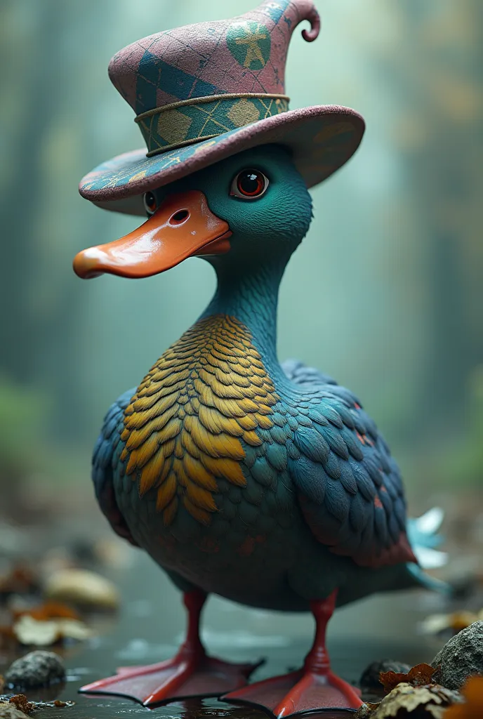 mysterious male duck wearing transsexual hat with big breasts