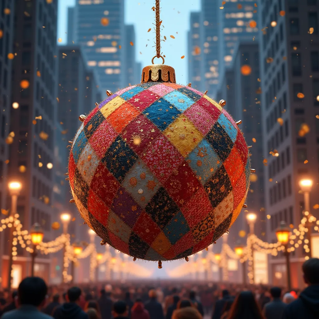 New Years ball made of quilt