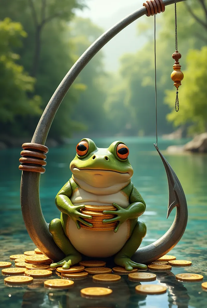 hook with a toad with money