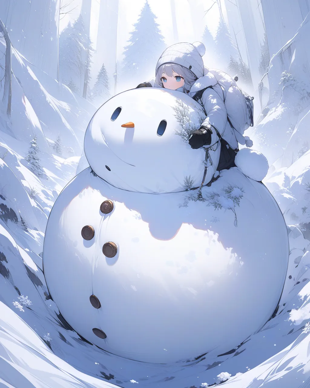 {  top quality }, {  very beautiful }, {  super detailed }, {  best illustration }active movement of a snowman、active snowman