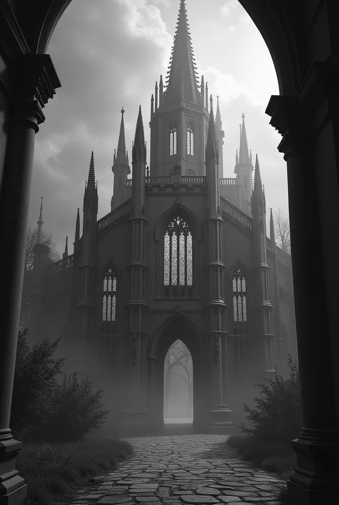 create a gothic cathedral style black and white cell phone wallpaper