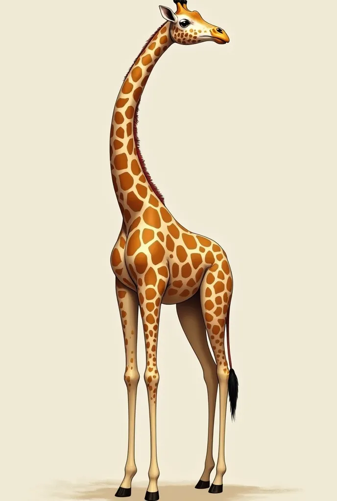 a full-body photo of an anthropomorphic giraffe,  bottom view