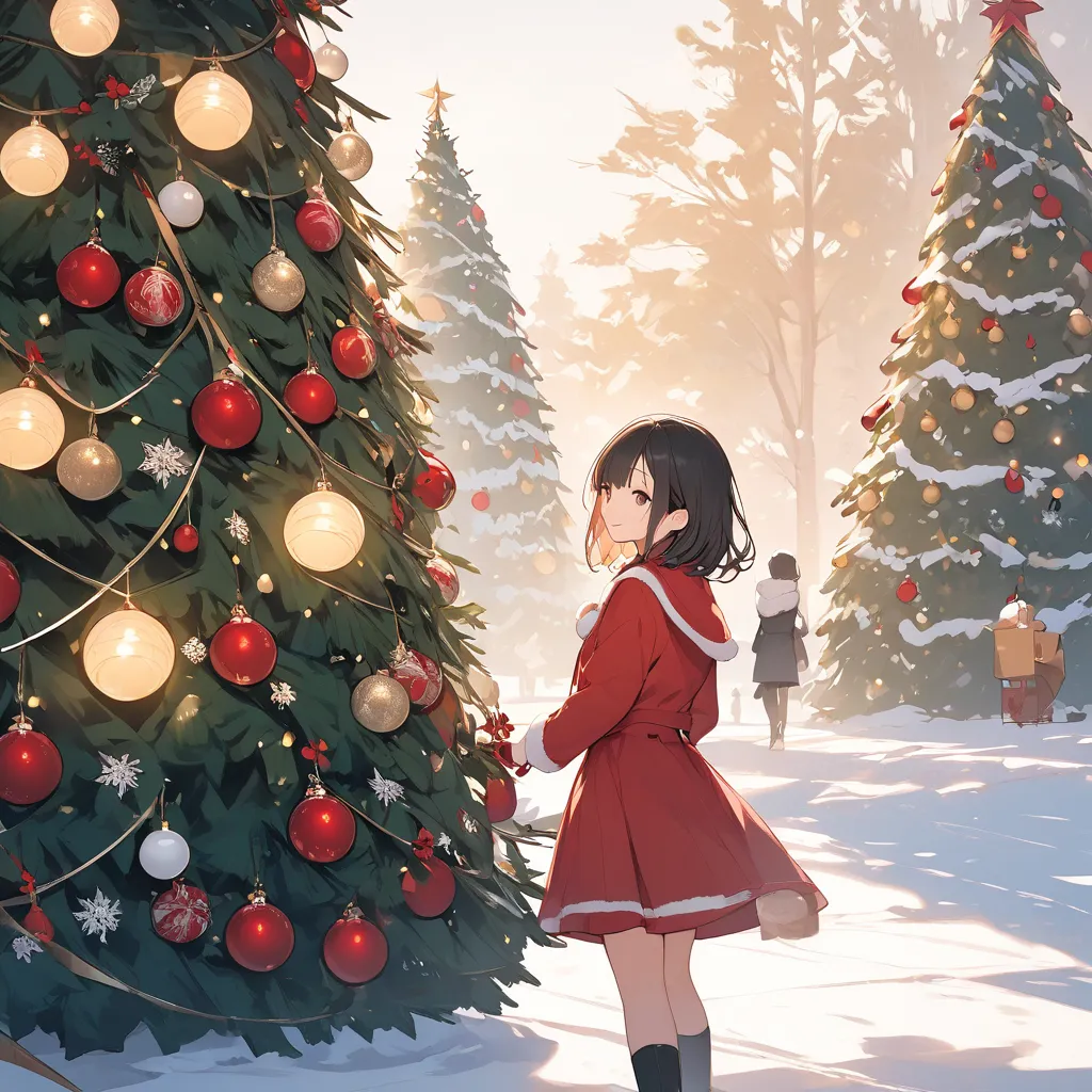 christmas tree and girl