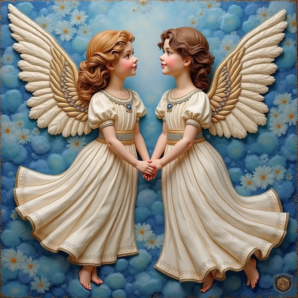 angels. diamond embroidery, art by nancy noel