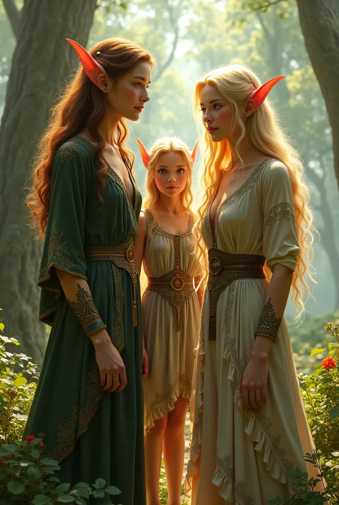 2 brown-haired elves and one blonde