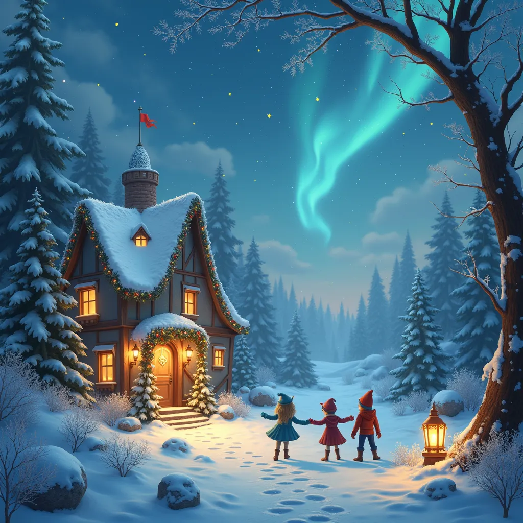 create a realistic image, magic and enchanting christmas for instagram posts