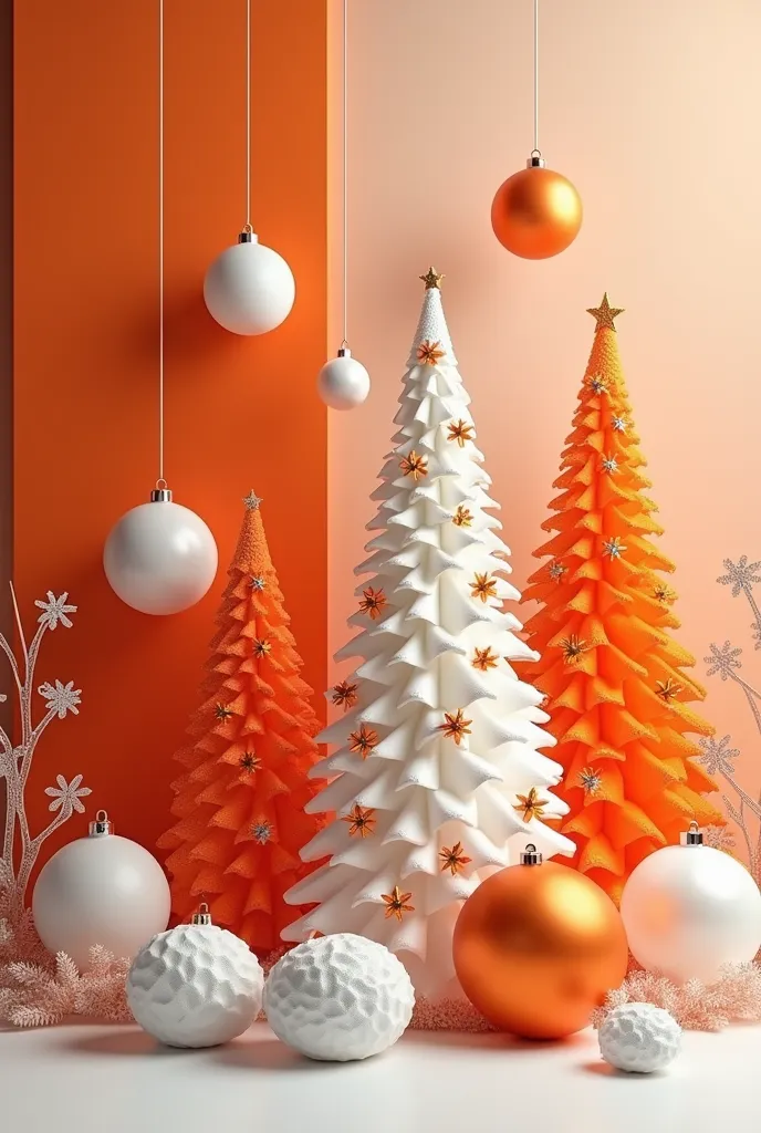 generate christmas decoration items in orange and white