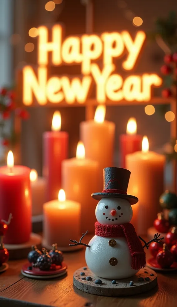 christmas style, snowman candle figurine, intricate details, a unique set of new year's candles and figurines, holiday gifts. ab...