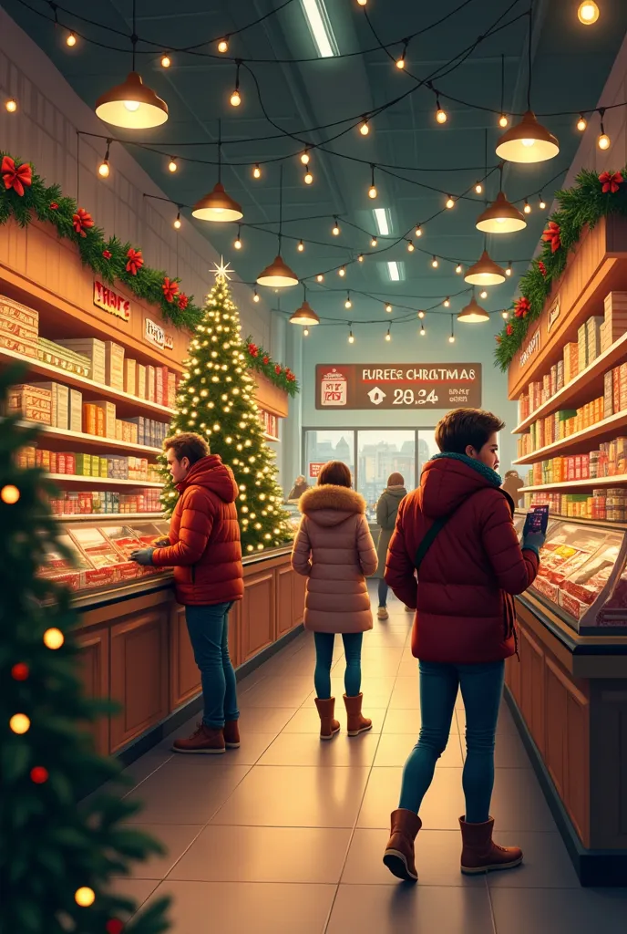 small supermarket with christmas vibes