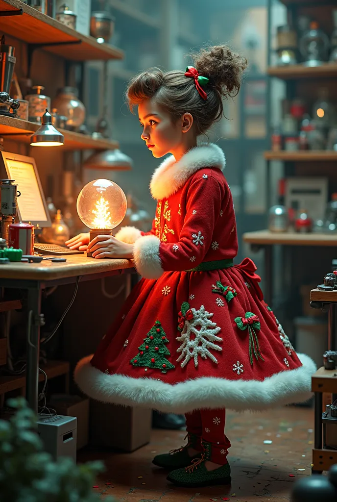 a genius with his lamp in a christmas dress