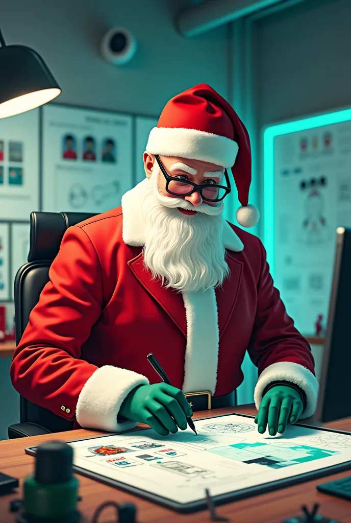 a graphic designer santa claus