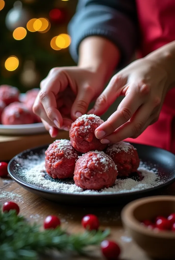 meatball preparation black pink roseal for christmas