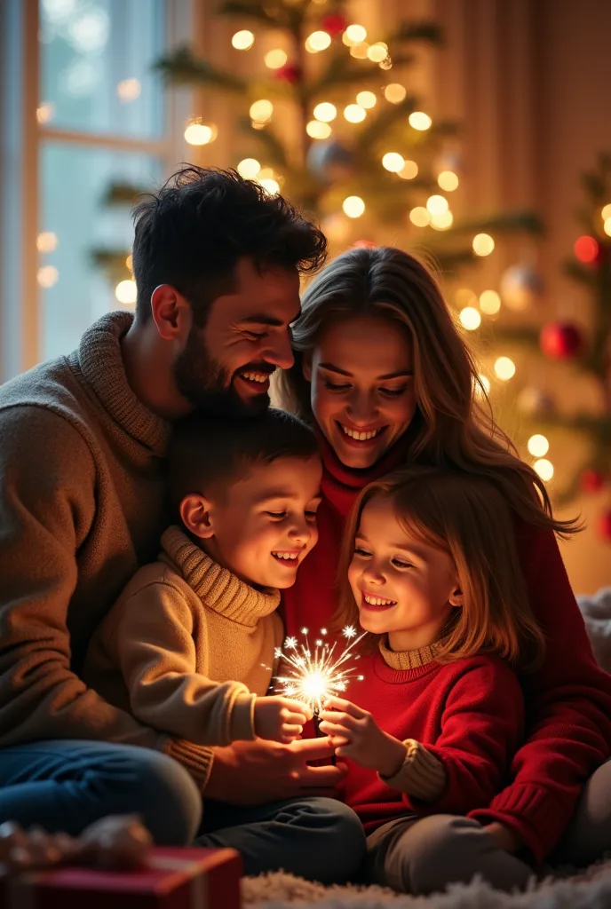 a christmas image of a father family, mother and two s place in the image ,  may the christmas spirit bring peace , love and joy...