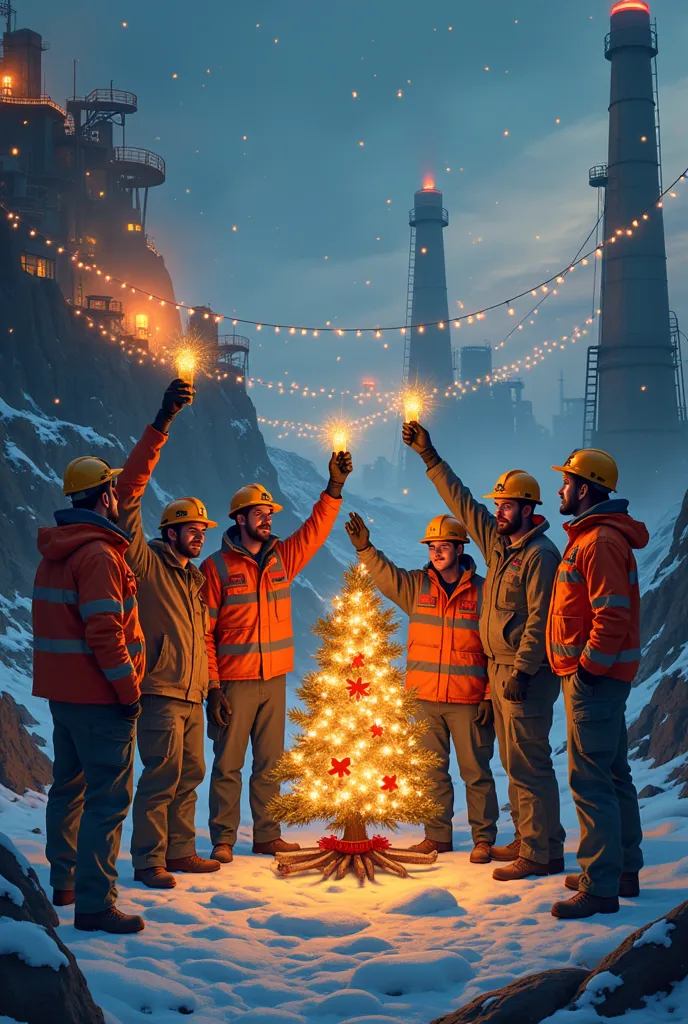 christmas and new year 2025 greetings with people from mining