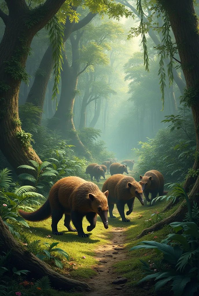 anteater herd living in the forest