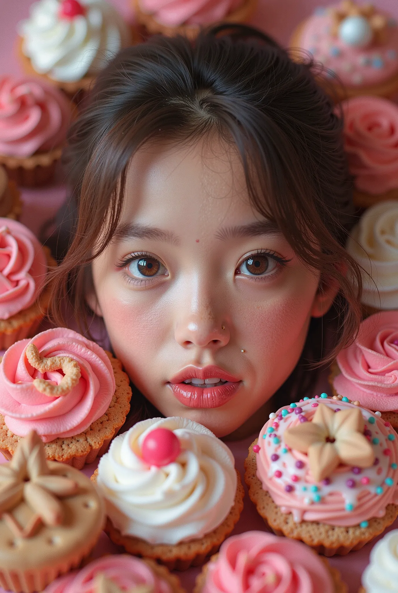 face of a person containing sweets, sweets.