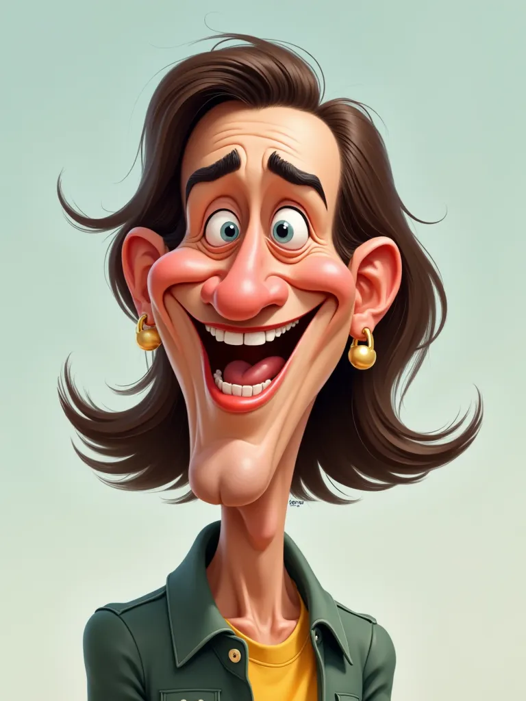 create an exaggerated caricature from the photo