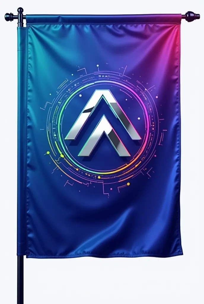 the flag showcases a modern and dynamic design, with the entire background of the flag featuring a gradient that transitions fro...