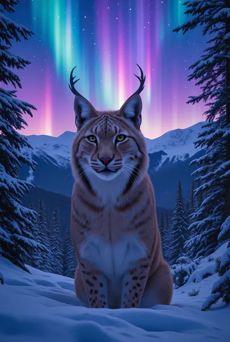 a colorful, sparkling aurora borealis over the lynx in the tatra mountains, highly detailed, realistic, dramatic lighting, cinem...