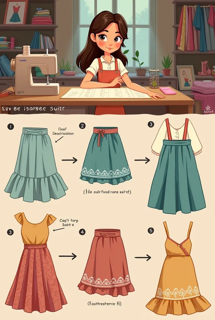 2d animation about introduction to sewing a skirt