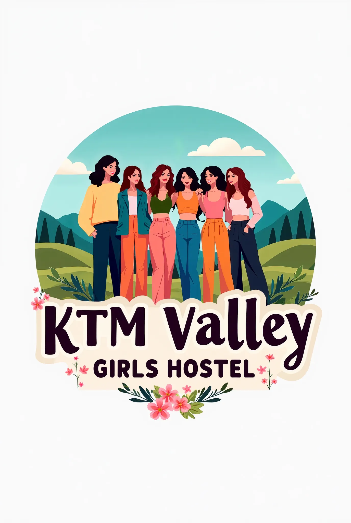 Create a logo named by KTM VALLEY GIRLS HOSTEL 