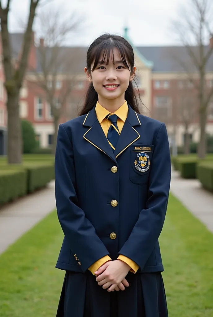 School uniform with color combination of navy blue and yellow