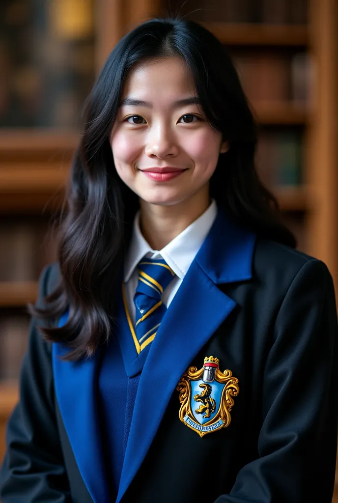 Use this photo to place this person wearing Ravenclaw , one of the four houses of the Hogwarts School of Witchcraft and Wizardry...