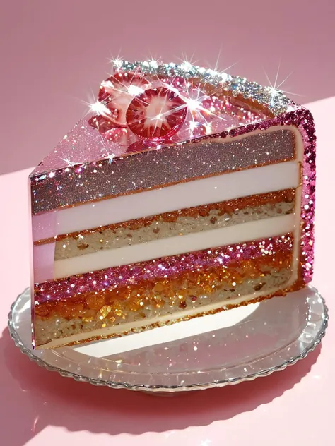 there is a piece of cake with a pink and white frosting