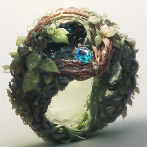 there is a ring with a bird nest and a blue crystal