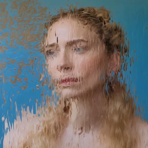 a close up of a woman with a wet face and hair