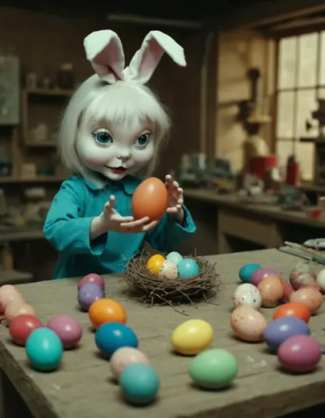 a close up of a person holding a basket with eggs