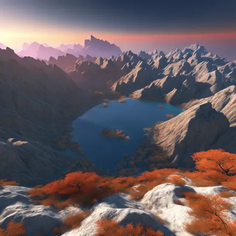 water screenshot screenshot, in the style of uhd image, low-angle, mountainous vistas, white and orange, video montages, hyperre...