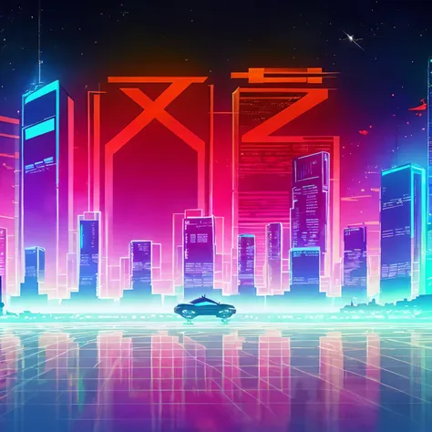 pixel art illustration of a cyberpunk cityscape at night with skyscrapers, neon lights, billboards, cars, theater marquee, & ele...