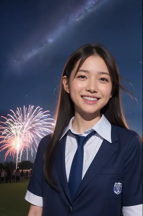 a smile、hi-school girl、校服、while doing fireworks、starrysky、aurora、idol