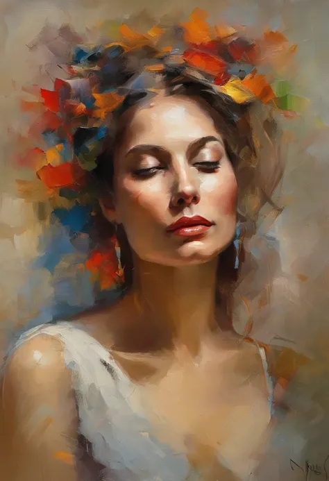 a painting of a woman with her eyes closed, sensual painting, beautiful expressive painting, wadim kashin. ultra photo realsisim...