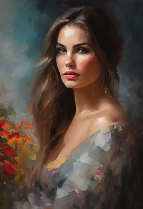 ((speedpaint) +++ portrait of a woman, palette knife painting, impressionistic style, brushwork technique, large strokes