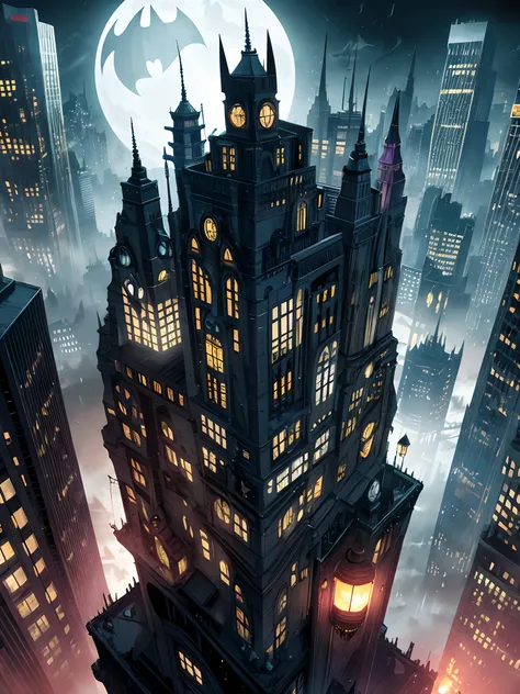 gotham city  batman moon scenary