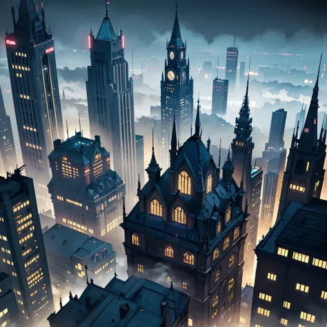 Batman City Gotham City with Batman Moon Various Bats City at Night with Smoke Gotham City Scenery Background Scenery with floor...